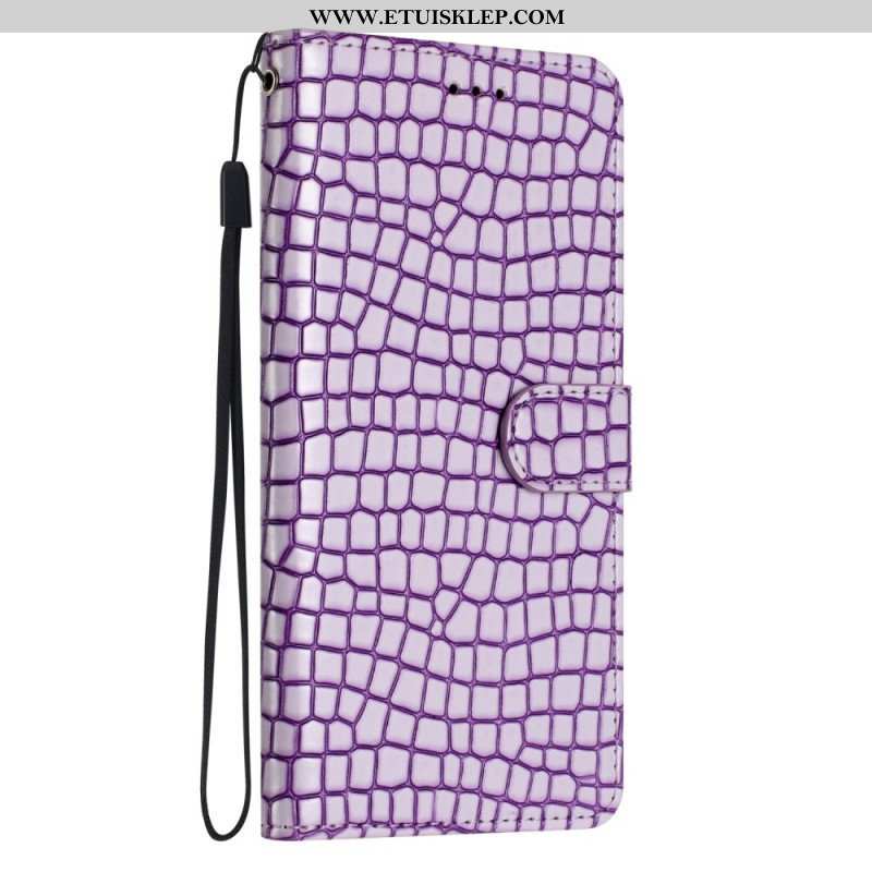 Etui Folio do iPhone 15 Plus Styl Krokodyla Z Paskiem